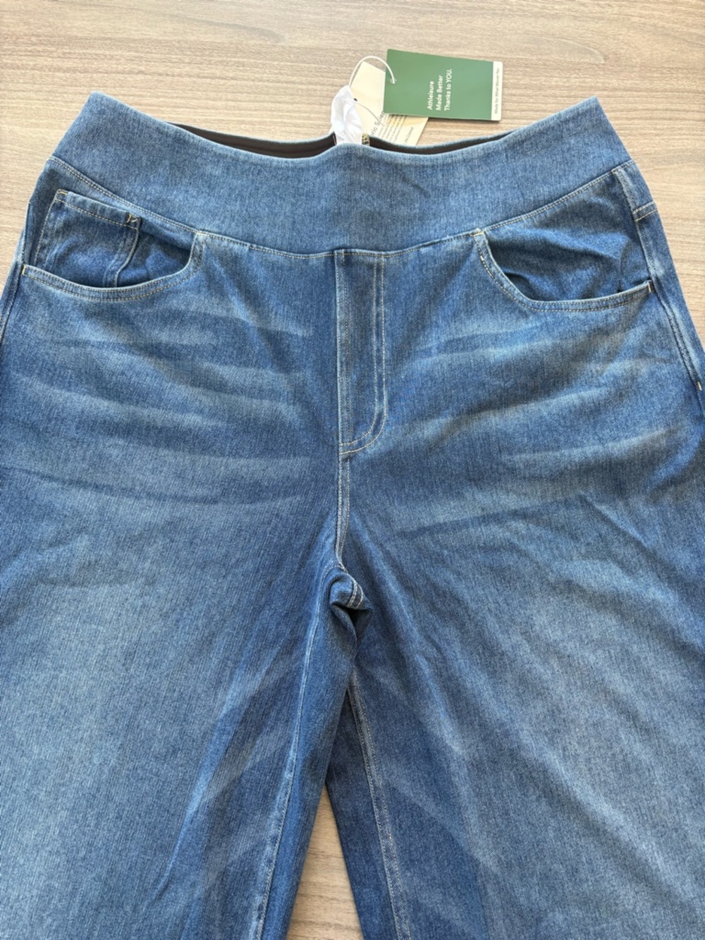 Halara Blue Denim stretch waist wide leg Jeans Size XL regular